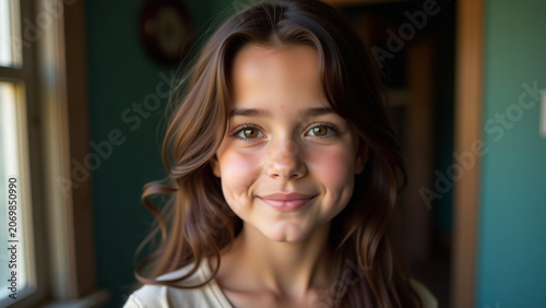 Modern house creative design iteration style concept nature landscape Portrait of a young beautiful brunette