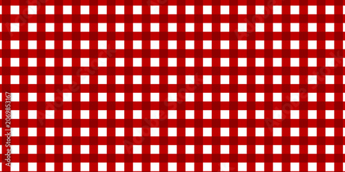 Red and white gingham seamless pattern. Classic checkered tablecloth background