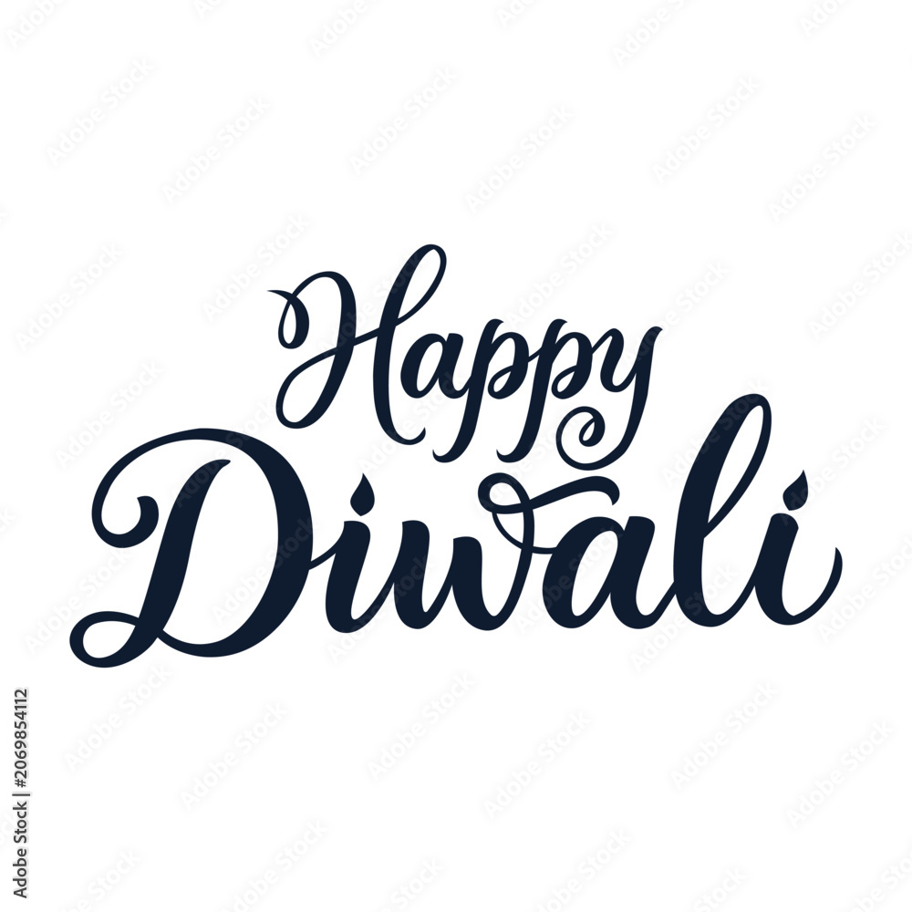 Fototapeta premium happy diwali hand lettering calligraphy text 