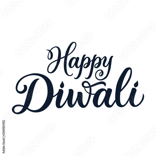 happy diwali hand lettering  calligraphy text 