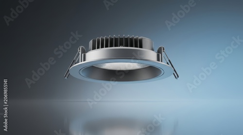 Industrial recessed downlight 3D render precision engineered ceiling lighting system flush mounted illumination fixture for industrial commercial and architectural facilities