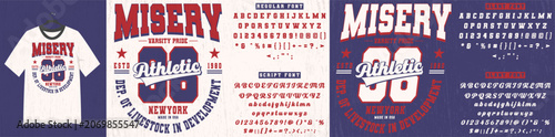 Vintage Varsity Typography T‑Shirt Design with Bold typeface Script and Sports Serif font vector Design	