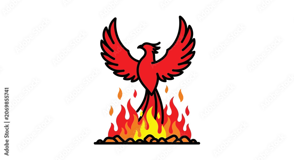 Fototapeta premium Phoenix Rising from Flames.