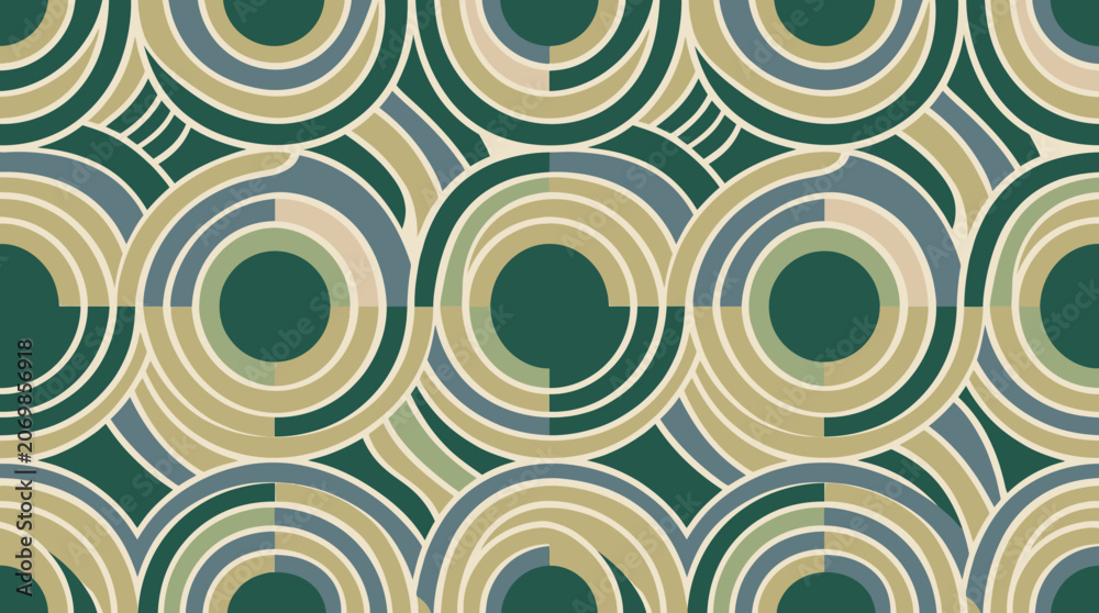 Fototapeta premium Retro Circular Geometric Pattern With Concentric Rings.