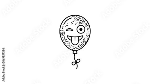Φωτογραφία Winking Balloon with Funny Faces and Tongue Out - Doodle Art