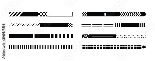 Cuadro en lienzo Racing Stripes car tuning pack, sticker decals for body covering, sporty racing design graphics, automotive customization vector illustration set