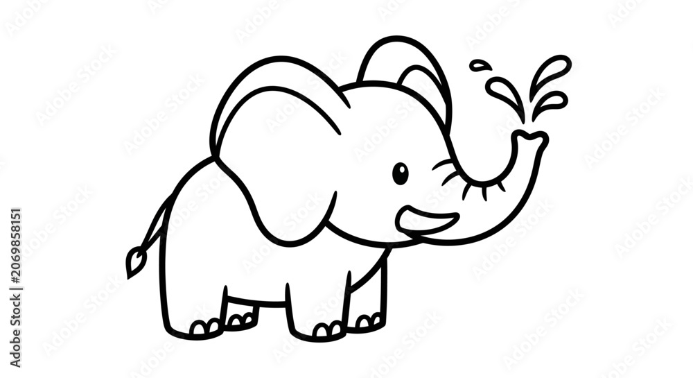 Fototapeta premium Cartoon Elephant Drinking Water.