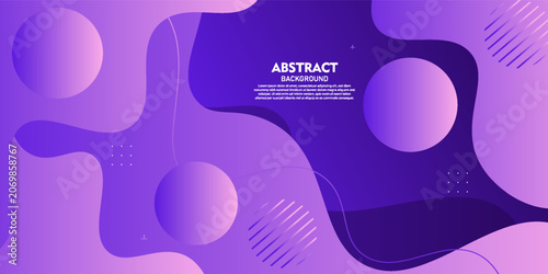 Abstract background with fluid purple waves and circle pattern elements concept design. Simple and elegant banner style. Vector Eps10