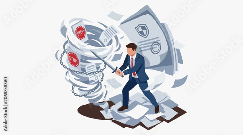 Konstfotografi Businessman Navigating Financial Storms.