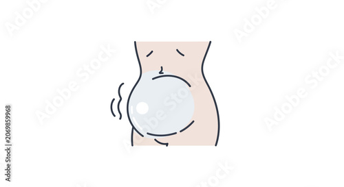 Bloated Stomach Illustration: Abdominal Swelling, Discomfort and Medical Concern