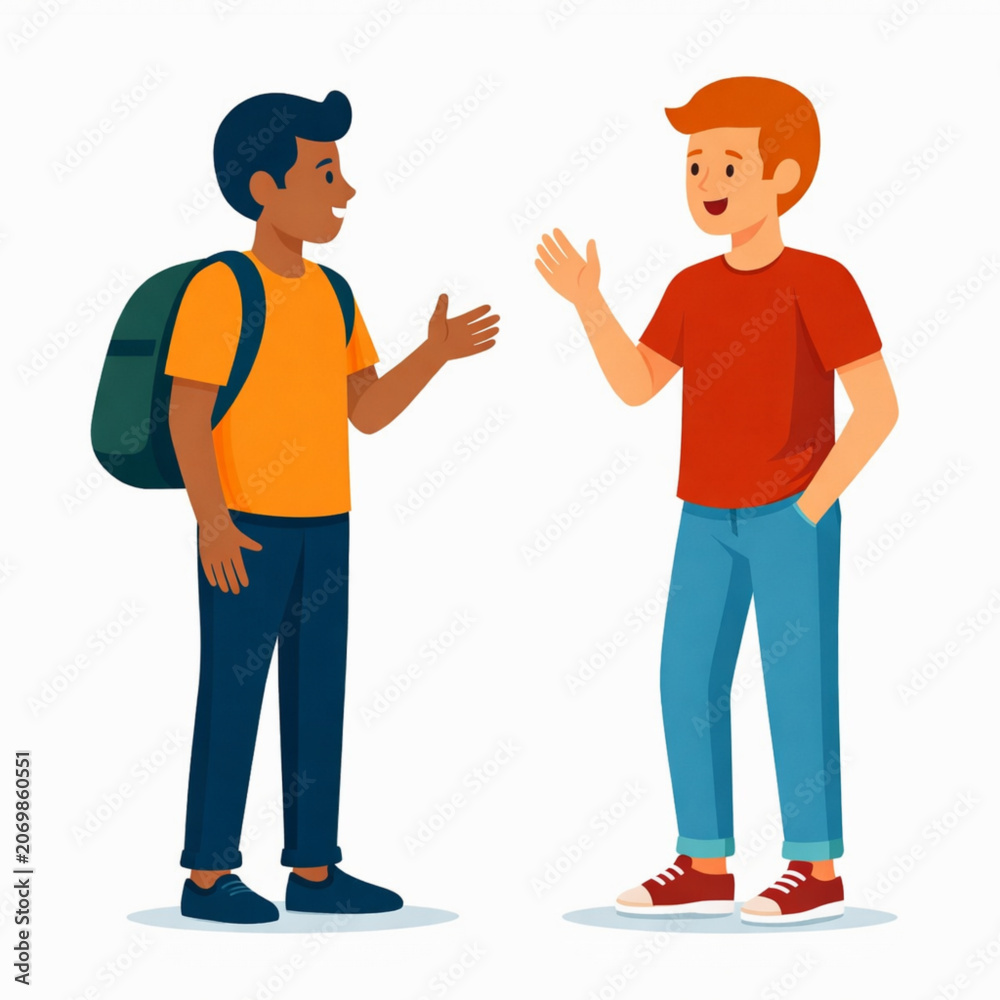 Fototapeta premium Men Greeting Each Other Flat Vector Illustration