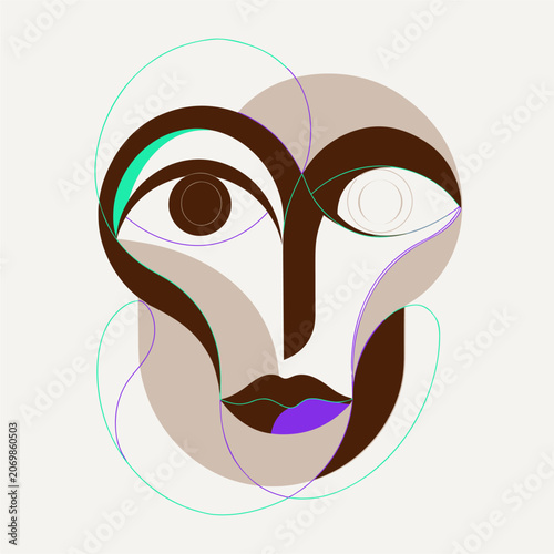 Vector illustration of abstract smiling face cartoon character design in vector art style