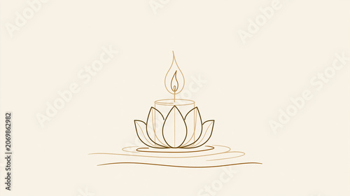 Lotus Flower with Flame Line Art Isolated