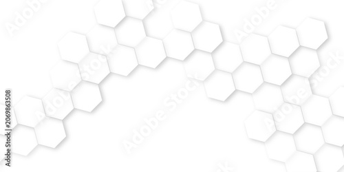 Abstract background with hexagons Abstract hexagon polygonal pattern background vector.  Futuristic abstract honeycomb mosaic white background. Hexagonal white hexagons honeycomb wallpaper. 