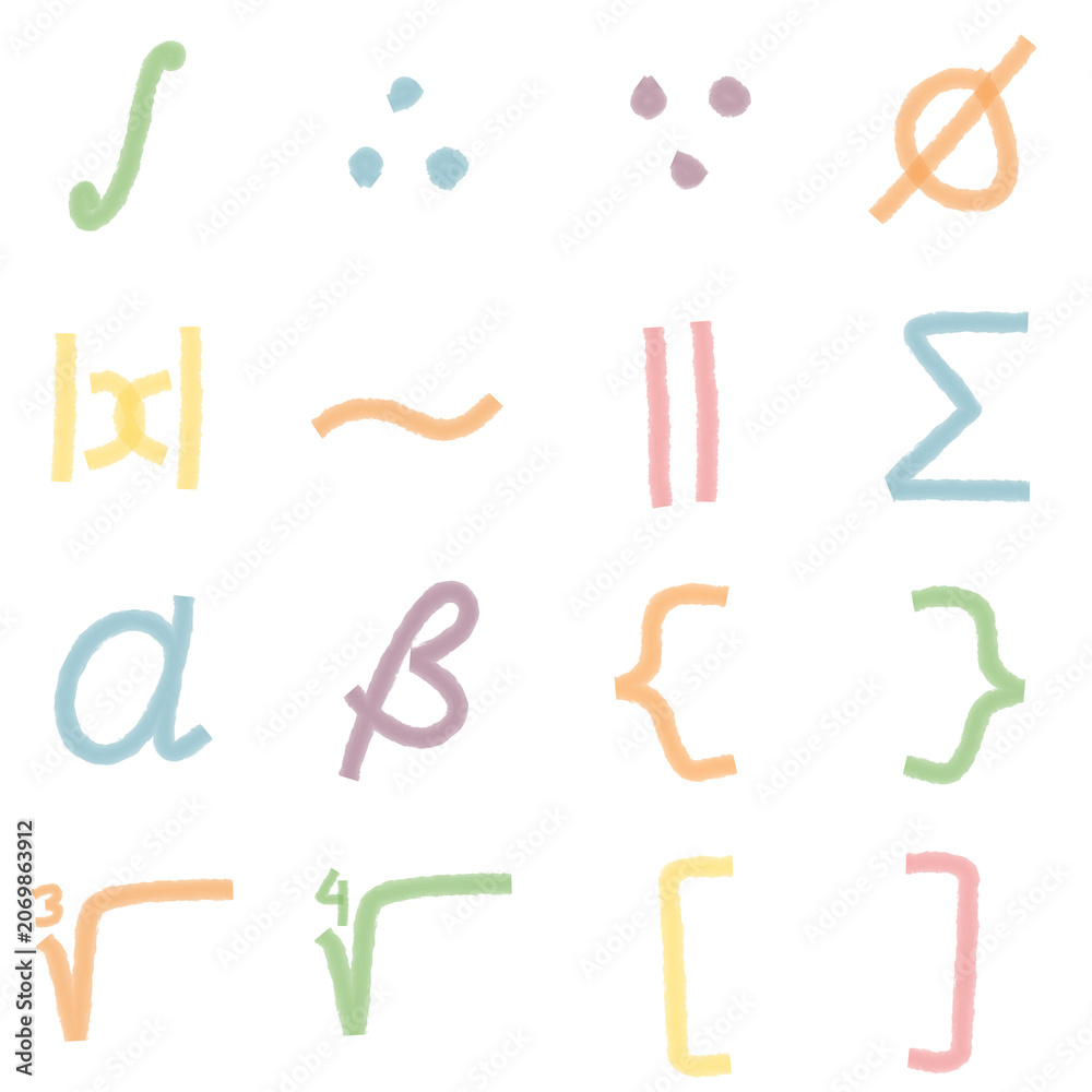Fototapeta premium Advanced Mathematics Symbols and Greek Letters Color