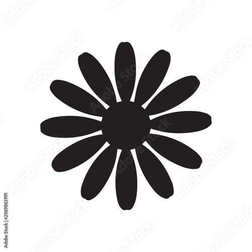 Daisy Flower Icon, Daisy Flower Silhouette Vector