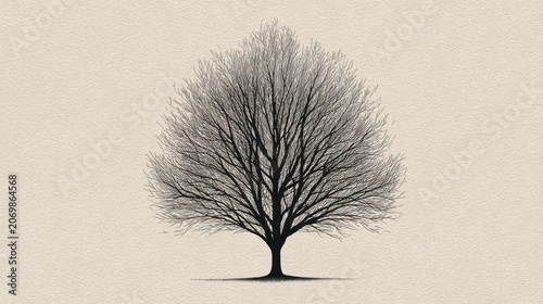 Black and White Tree Silhouette with Intricate Branches on Textured Background for Artistic Nature Designs