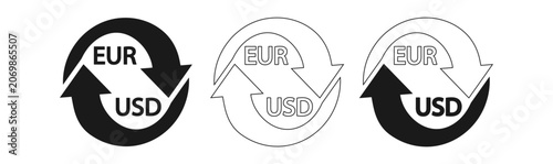 Foto Currency exchange rate graphic euro to us dollar conversion arrows black and whi