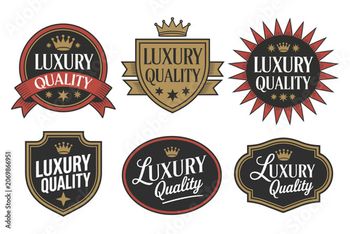 Tableau sur toile Luxury quality badges set, vintage style premium emblems, elegant product label design elements, classic ornate seal icons for high-end branding vector illustration