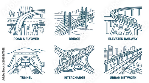 Obraz na płótnie Modern Transportation Infrastructure: Bridges, Tunnels, Roads, and Railways