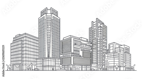 Φωτογραφία Modern tall building sketch with clean architectural lines.