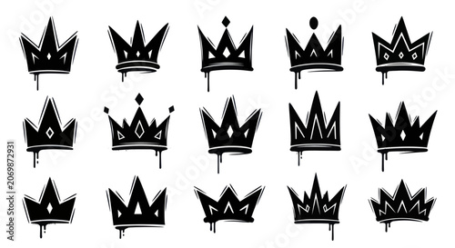 Canvastavla Collection of Hand Drawn Graffiti Style Crown Icons.