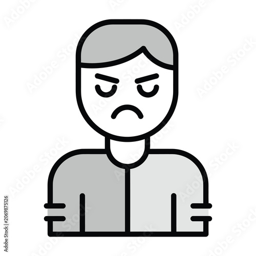 Vászonkép Angry man with frowning face and furrowed eyebrows