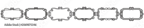 Rectangular decorative vintage frames with flourish ends.
