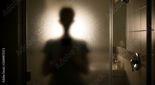 Silhouette in the bathroom.