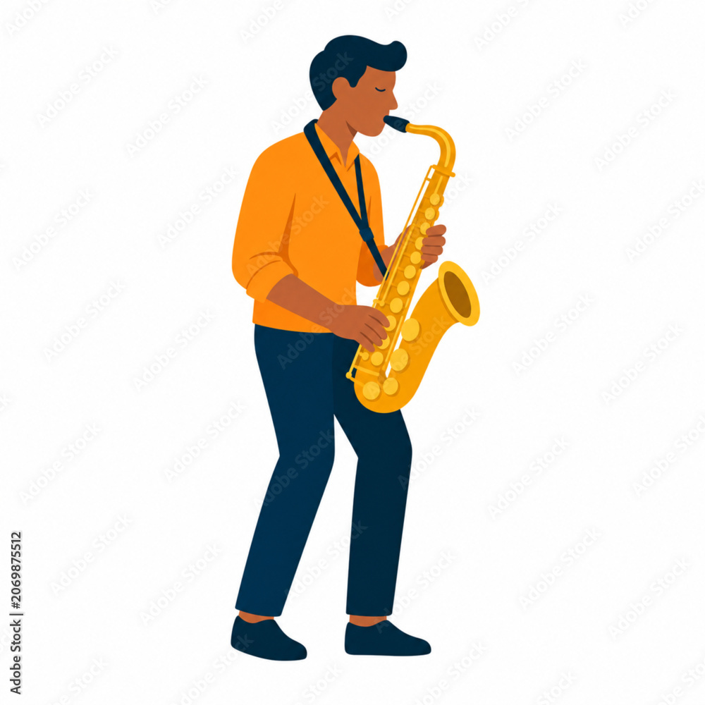 Fototapeta premium Musician Playing Saxophone with Jazz Music Performance and Entertainment