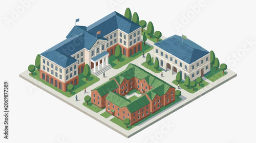 Fotografie Elegant School Complex with Modern Facilities.