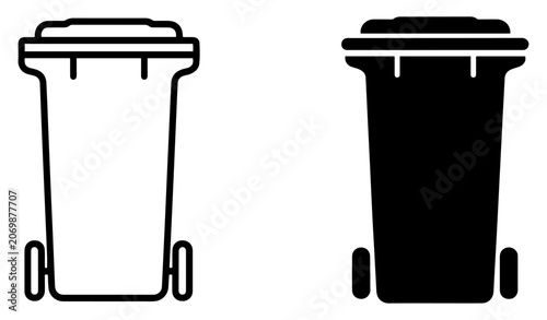 Foto garbage bin outline filled icon