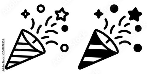 Fotografía confetti popper icon outline filled vector