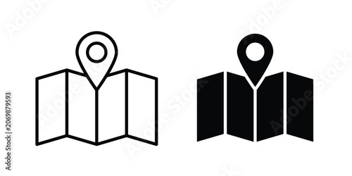 Foto Map icon graphics, editable stroke linear icon, eps 10