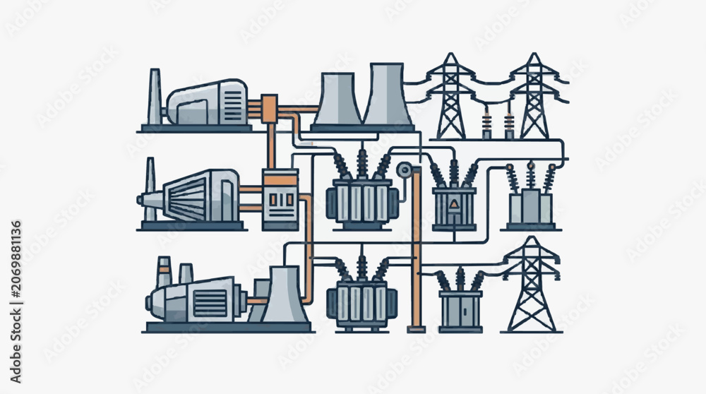 Obraz premium Energy Infrastructure Power Grid Network.