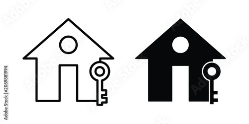 Fotografie Selling or rent home icon graphics, editable stroke linear icon, eps 10