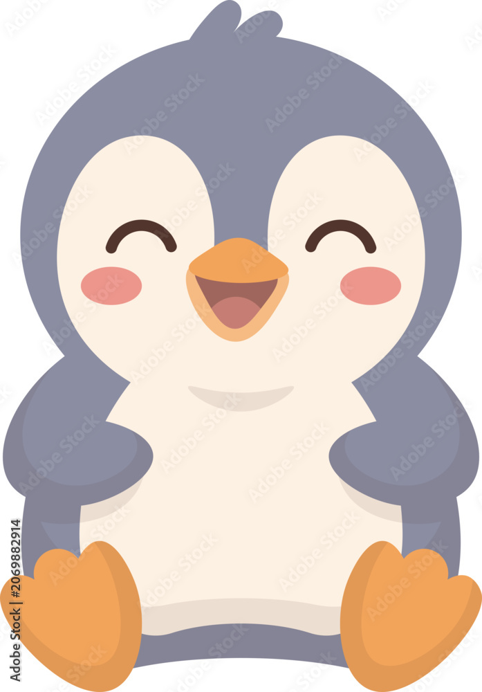 Fototapeta premium Cute Cartoon Penguin is sitting Illustration vector shape