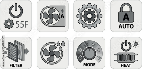 Air conditioner icons indicate climate control.