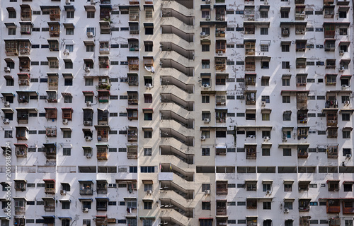 Facade of High Density Public Housing Apartment Building