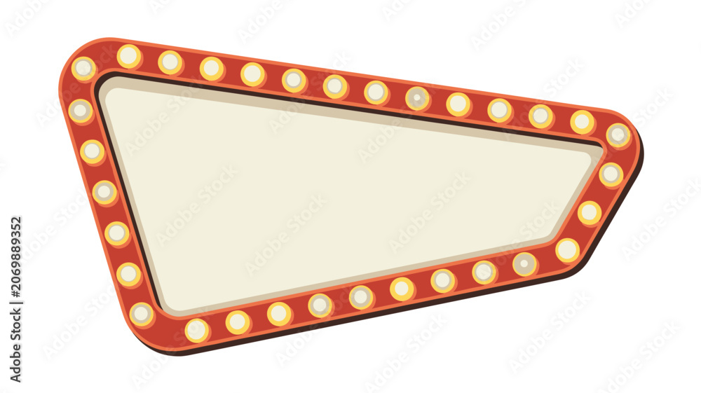 Fototapeta premium Empty vintage marquee sign with a retro red frame and glowing light bulbs waiting for your custom message or advertisement.