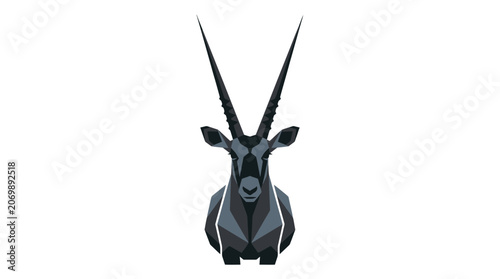 Tableau sur toile Geometric oryx head with sharp horns in minimalist low poly style