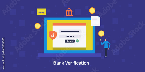 Bank verification through encrypted login, password authentication.