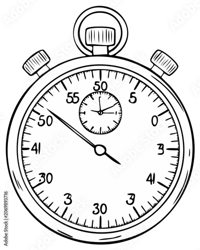 Classic Stopwatch Hand Drawn Illustration Timer Measurement Device