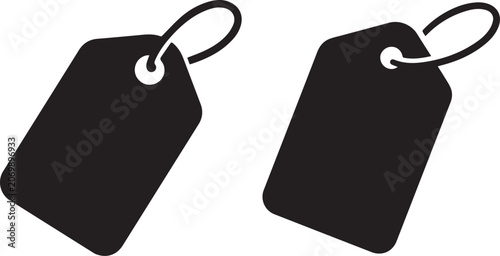 Two black price tags with loops attached Vector