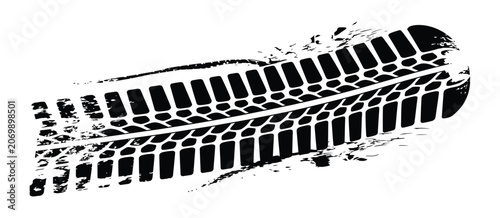 Canvastavla Dirty tire tread marks with grunge rubber texture, black wheel tracks for car, bike, motorcycle and truck skid prints, off road tire pattern vector illustration eps 10