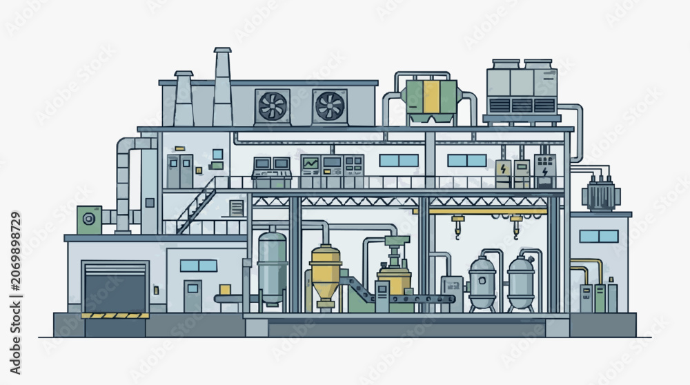 Obraz premium Industrial Chemical Processing Facility Interior.