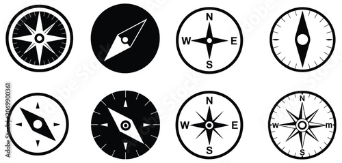 Bild auf Leinwand Directional compass points N S W E icon set vector, north south west east navigation arrow symbols, travel orientation and map direction indicators, flat vector illustration eps 10
