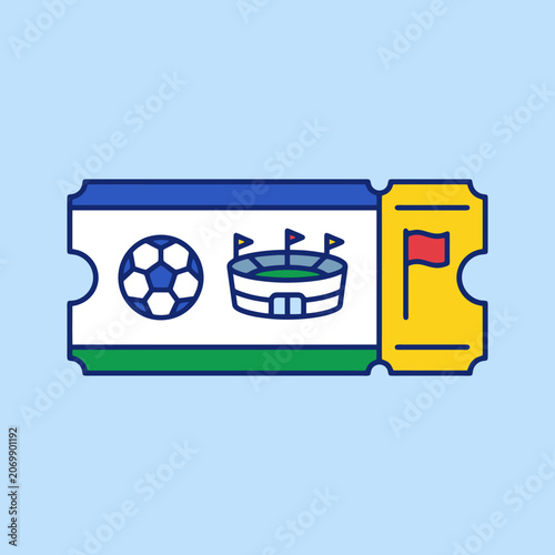 A colorful ticket for a professional soccer match event