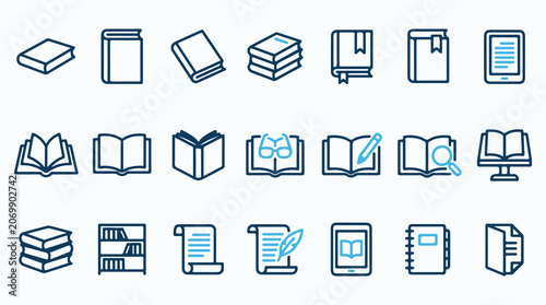 Foto Book and Reading Education Line Icon Set