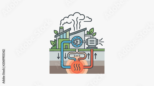 Fotografija Industrial Energy Flow System Visualization.
